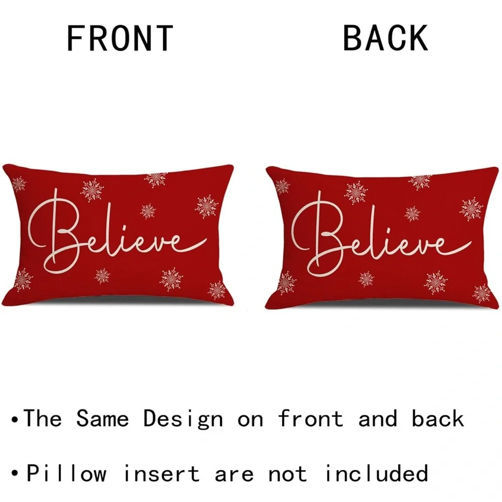Red 'Believe' Holiday Pillow Cover